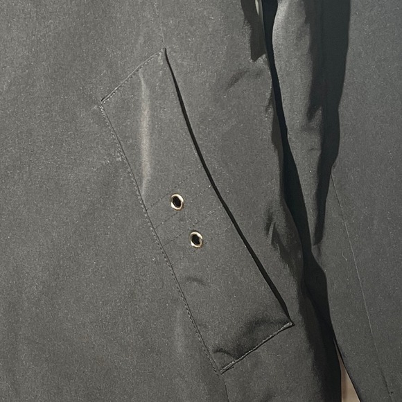 London Fog Black Snap-Front Mid Length Classic Raincoat Pockets Size - Picture 5 of 9